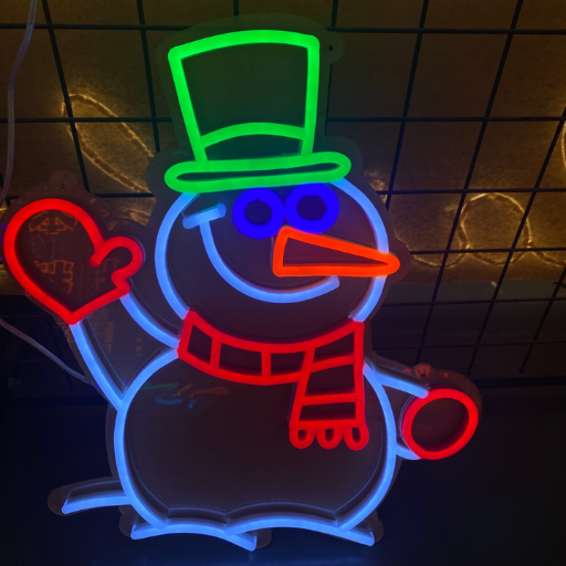 Snow man christmas neon sign