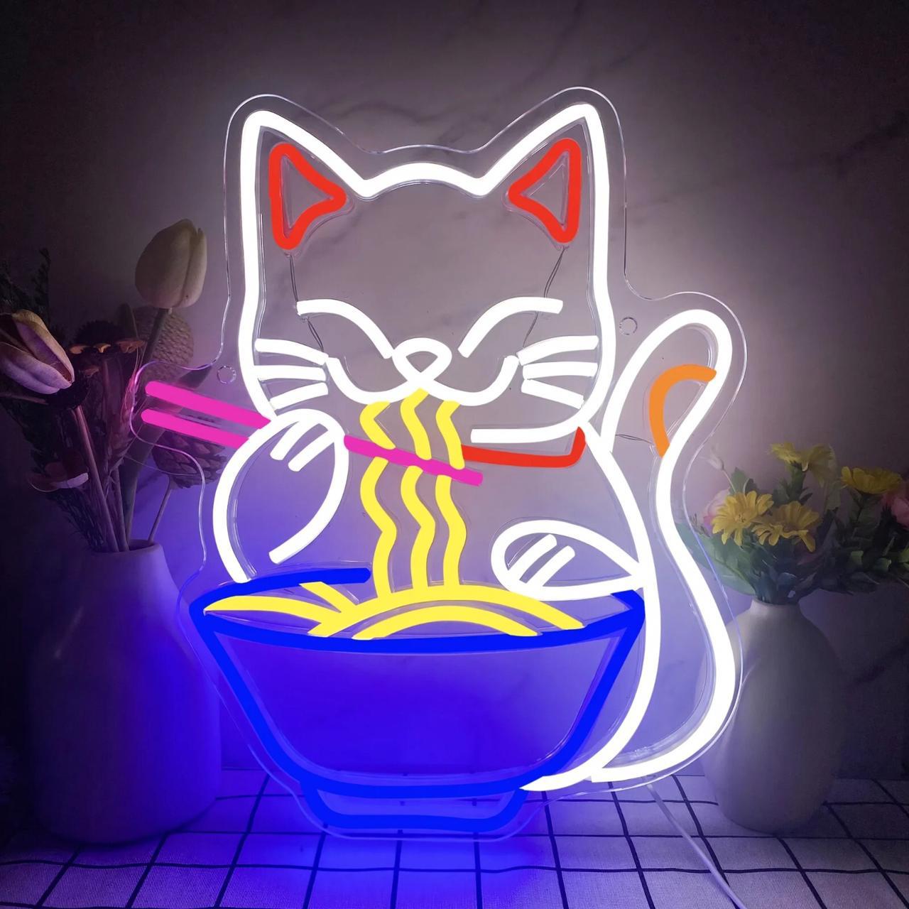 Ramen Cat Neon Sign