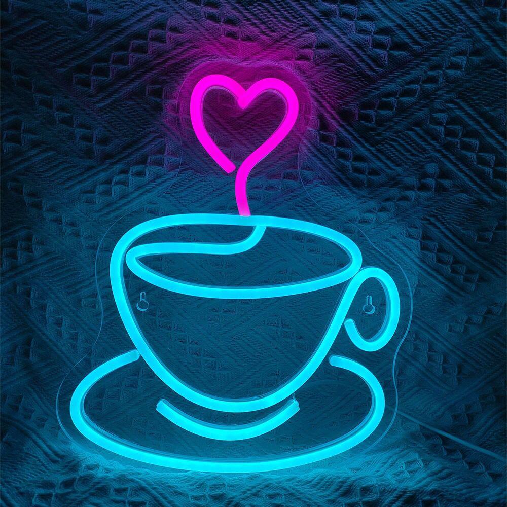 Heart Coffee Cup Neon Sign